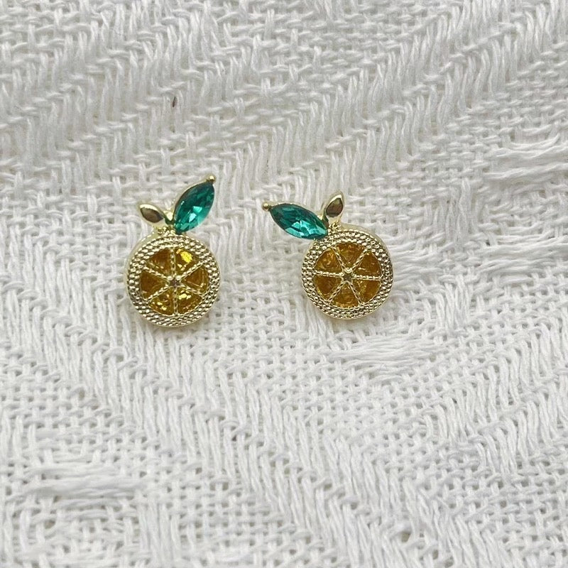 Lemon Rhinestone Stud Earrings