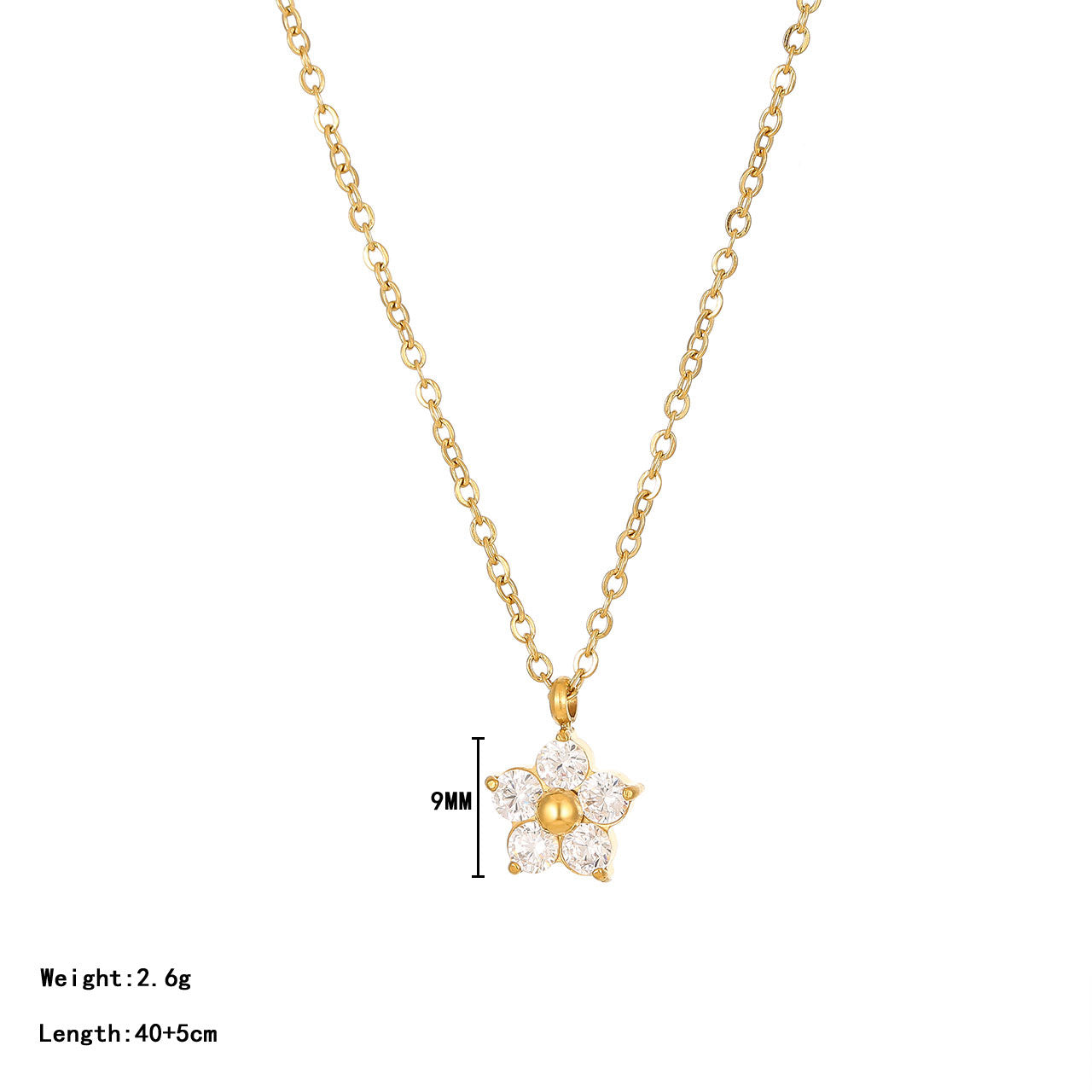 Flower Cubic Zirconia Gold Plated Pendant Necklace