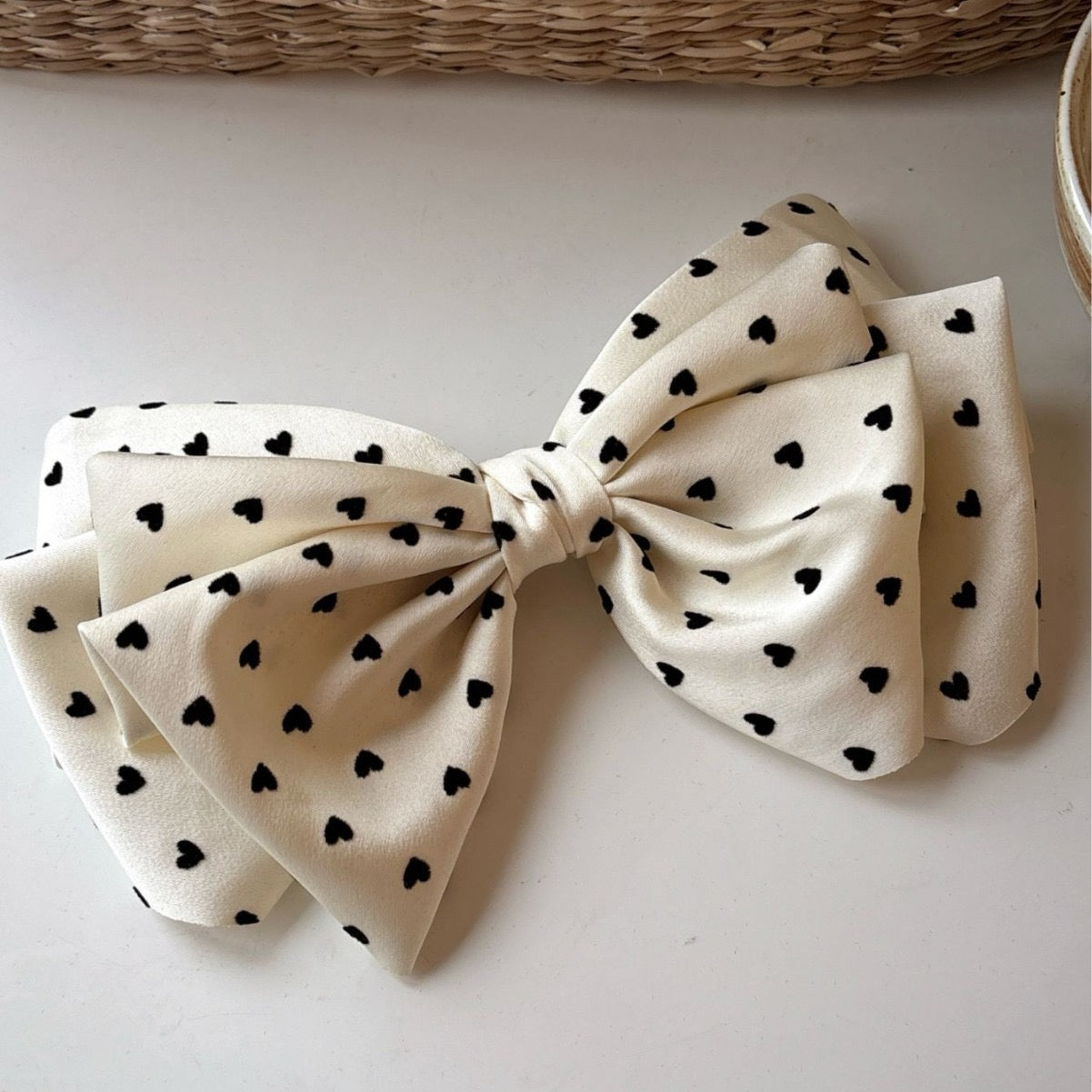 Heart Hair Bow Ribbon Clip