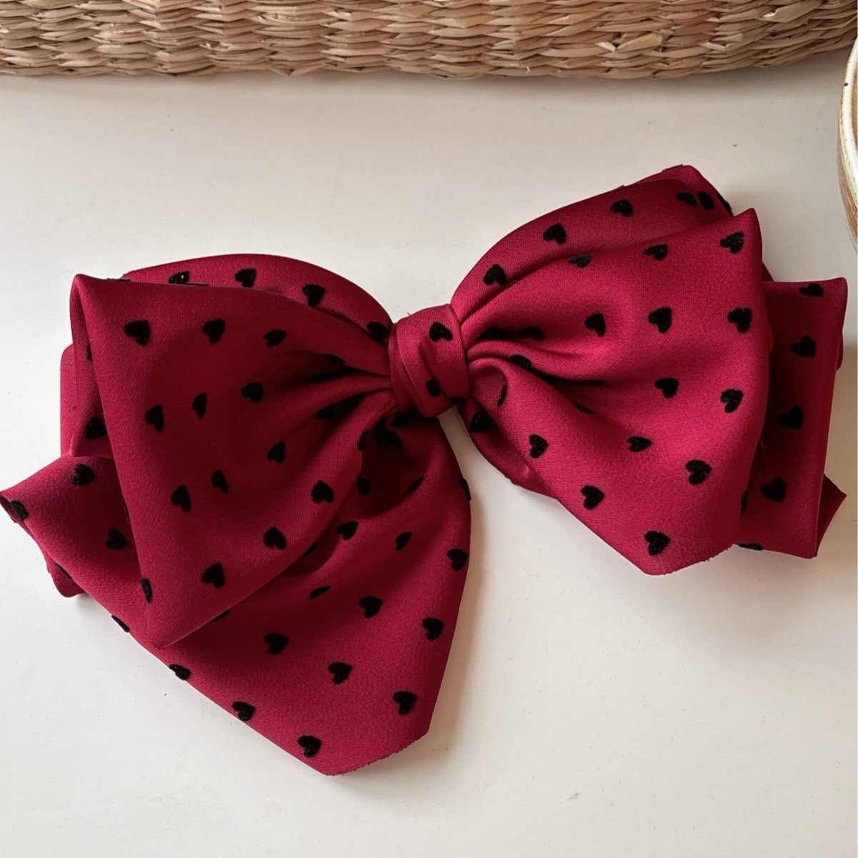 Heart Hair Bow Ribbon Clip