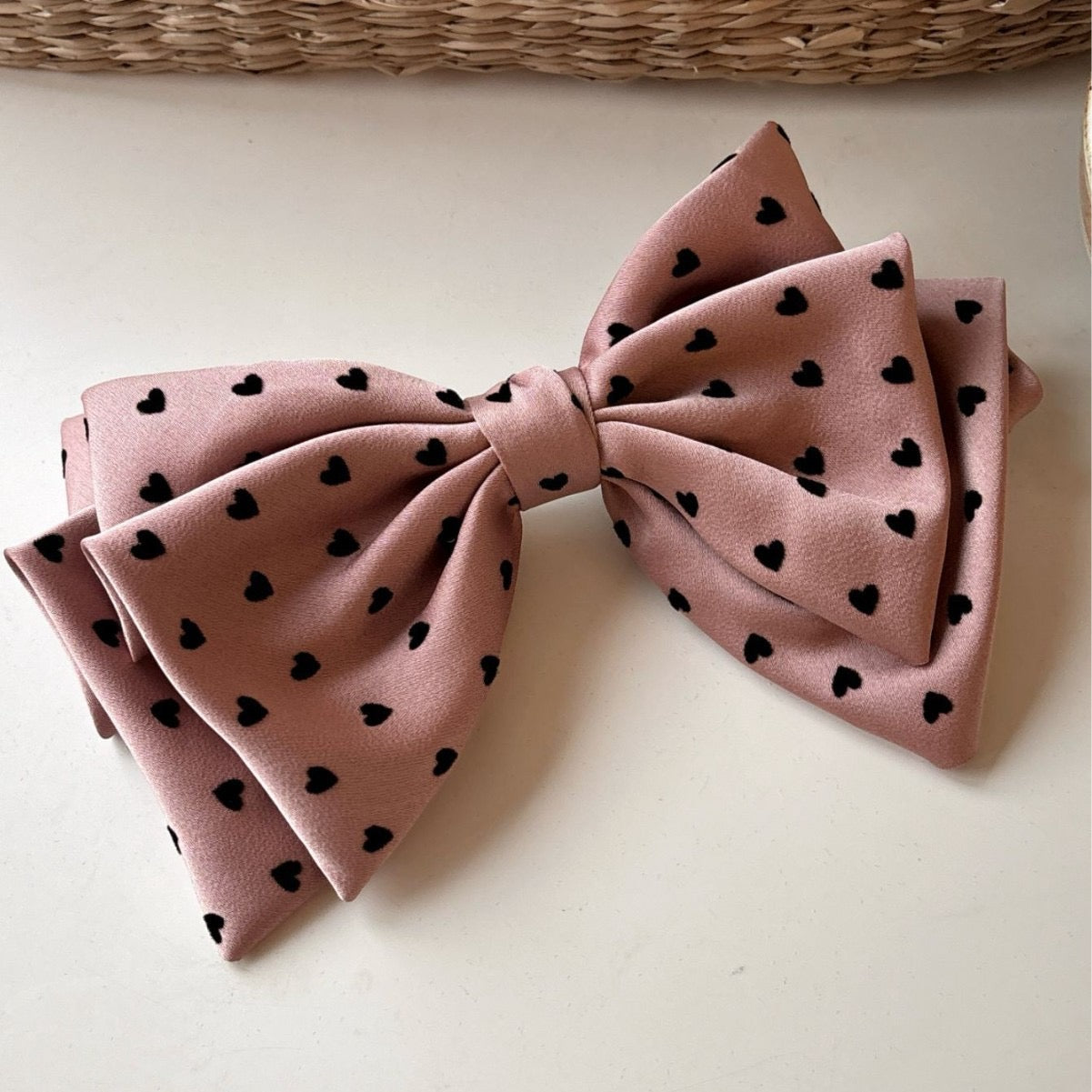Heart Hair Bow Ribbon Clip