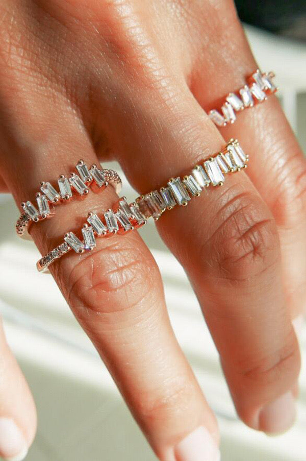 Cubic zirconia adjustable ring