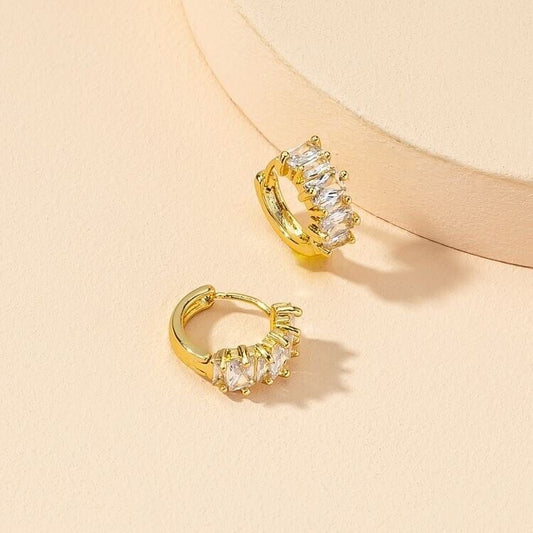 Small Gold Cubic Zirconia Hoop Earrings