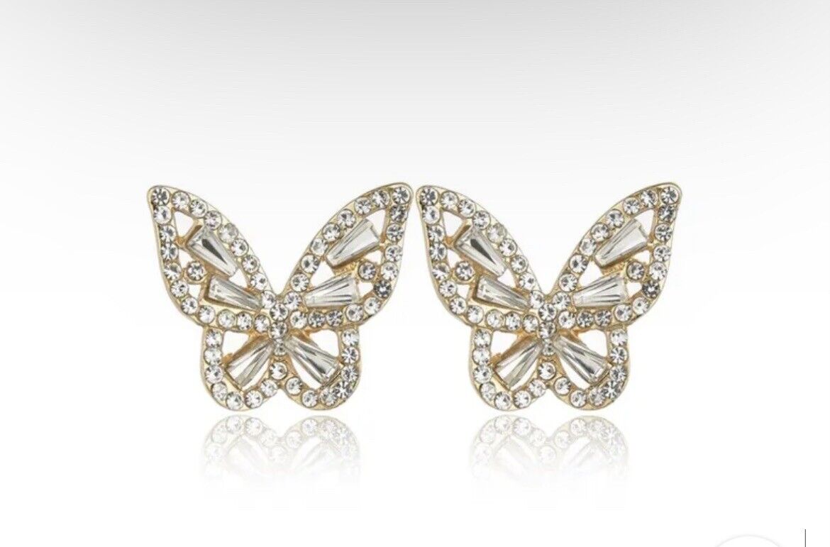 Butterfly Crystal Diamond Stud Earrings