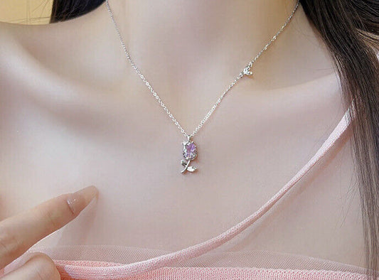 Rose Pink Silver necklace
