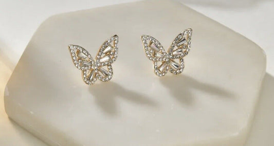Butterfly Crystal Diamond Stud Earrings