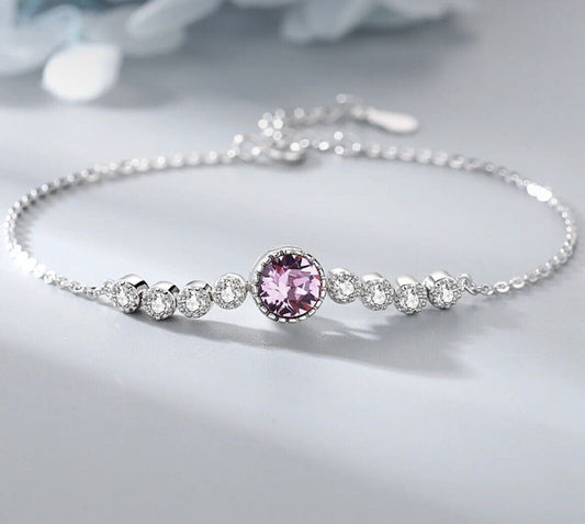 Round Silver Crystal Bracelet