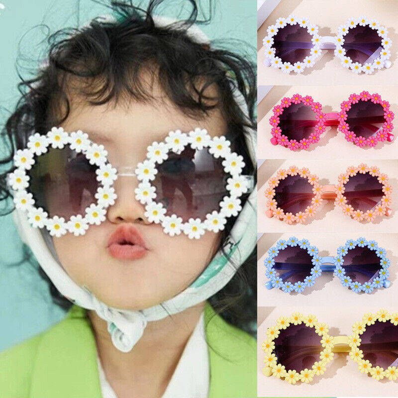 Children’s Girls Flower Shaped Cute Round Sunglasses