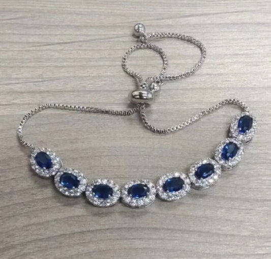 Cubic Zirconia Oval Adjustable Bracelet