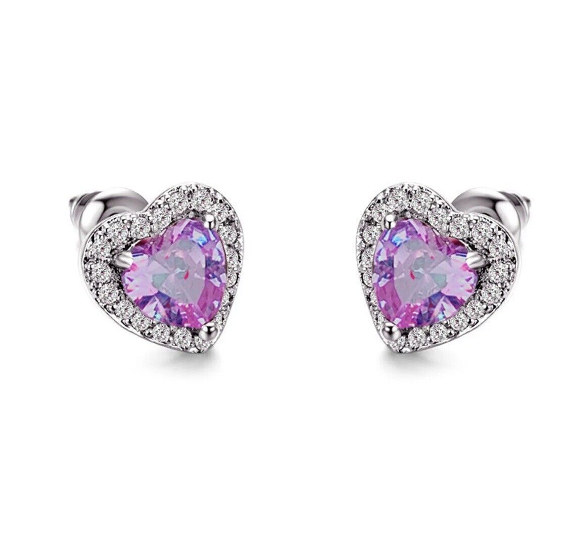 Heart Shaped Silver Earring Studs
