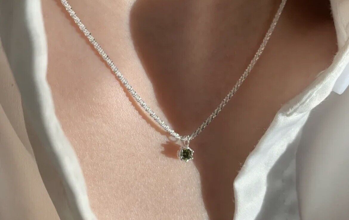 Women Round  Silver Pendant Necklace