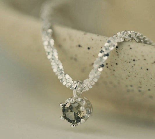 Women Round  Silver Pendant Necklace