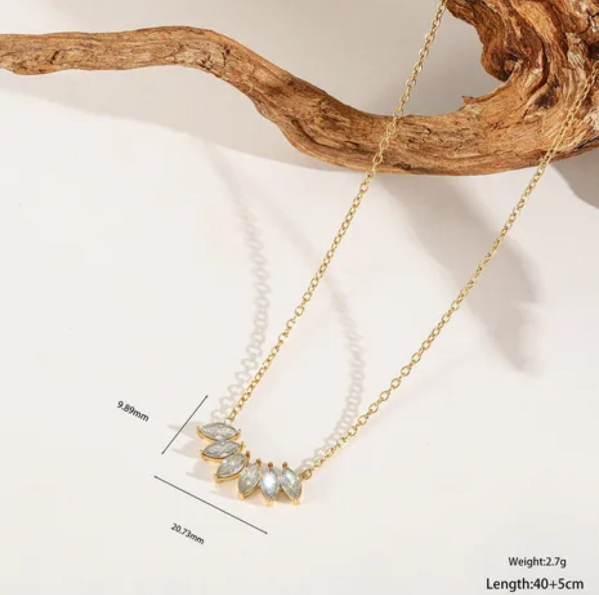 Stainless steel gold cubic zirconia necklace