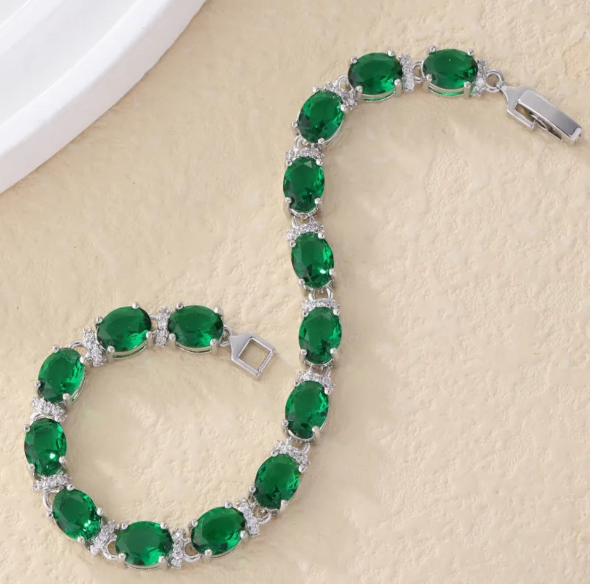 Oval Silver Cubic Zirconia Tennis Bracelet