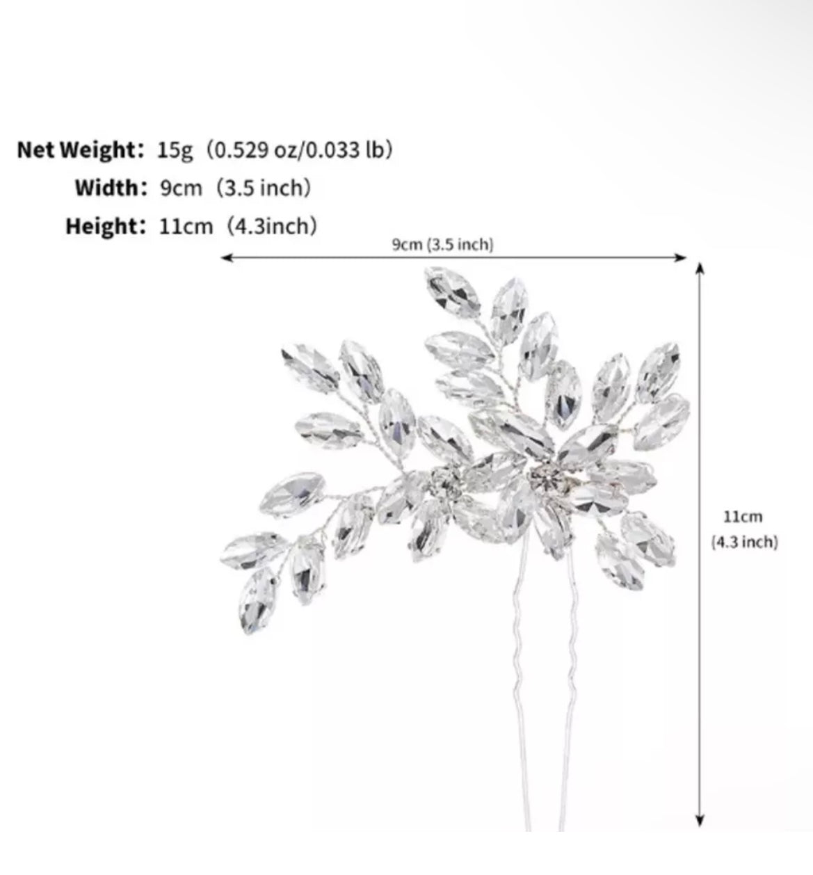 Bridal Rhinestone Diamante Pearl Silver Comb
