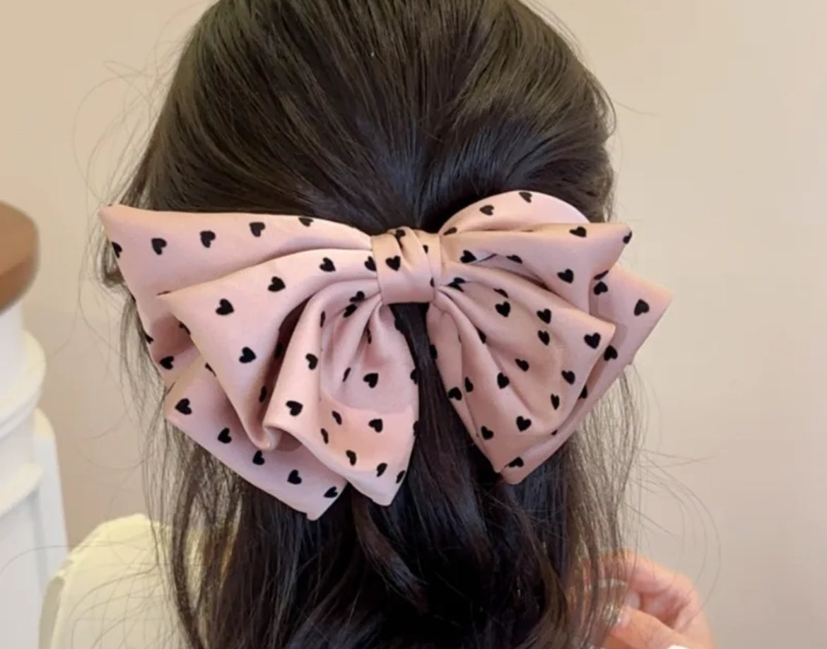 Heart Hair Bow Ribbon Clip