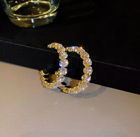 Round Hoops Crystal Rhinestone Earrings