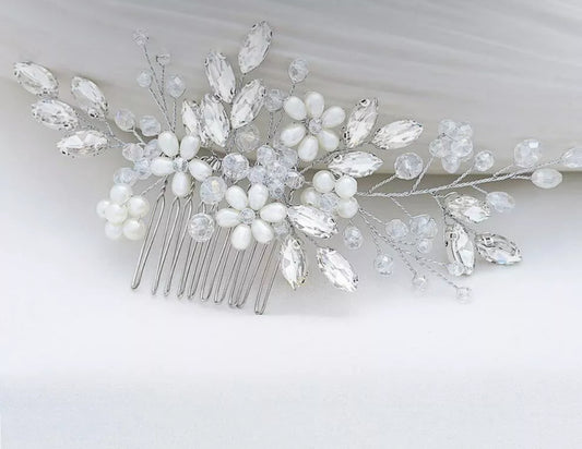 Wedding Flower Pearl Bridal Hair Comb