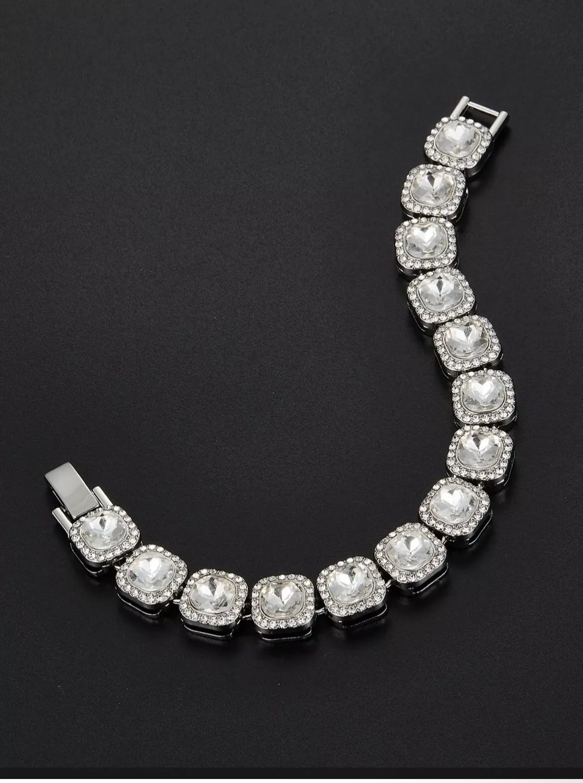 Yellow Square Alloy Plating Inlay Rhinestones Womens Bracelet