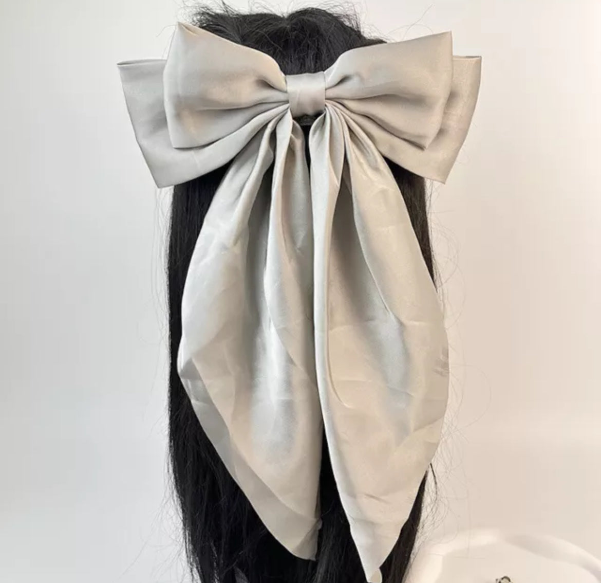 Large long Satin Bow Ribbon Hair Clip