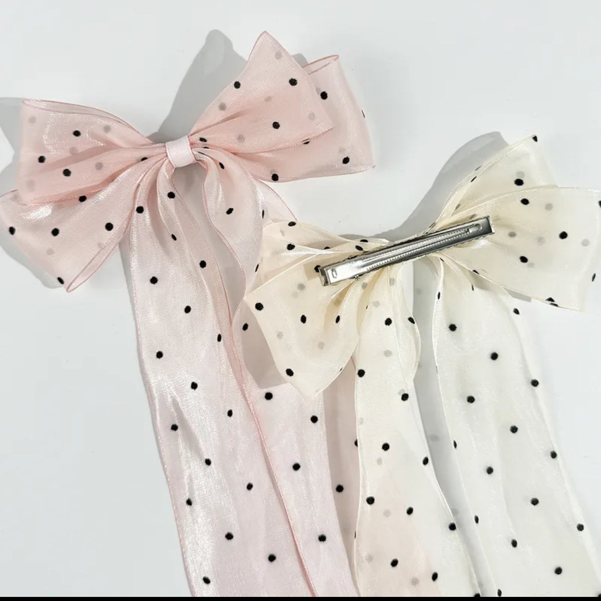 Polka dot Hair Bow Ribbon Clip