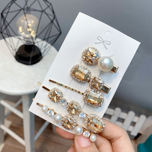 Rhinestone Pearl Hair accessories Bobby Pins Clips 5 PCS