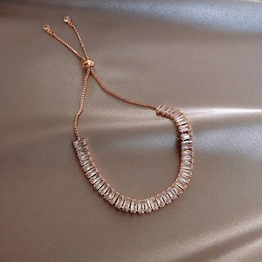 Gold Crystal Cubic Zirconia Adjustable Bracelet