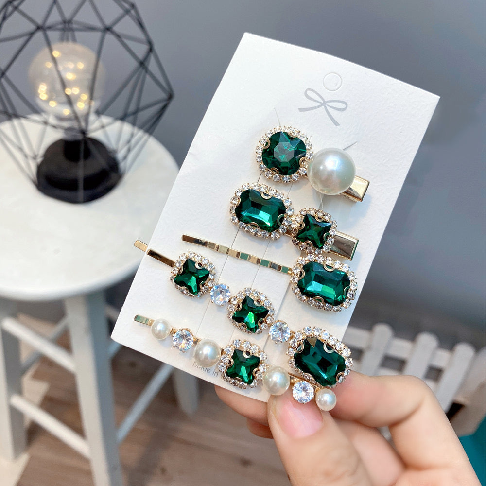 Rhinestone Pearl Hair accessories Bobby Pins Clips 5 PCS