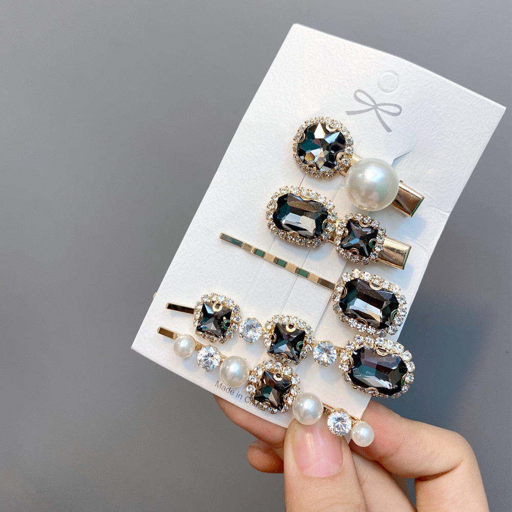 Rhinestone Pearl Hair accessories Bobby Pins Clips 5 PCS