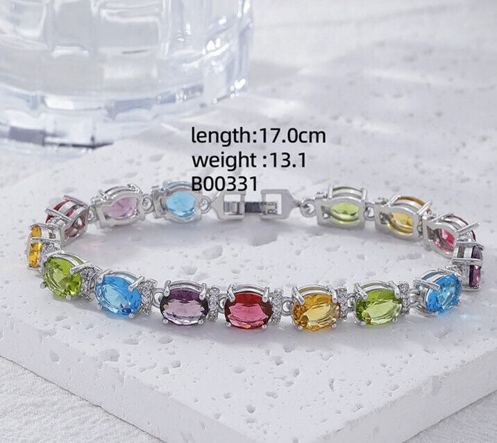 Oval Silver Cubic Zirconia Tennis Bracelet