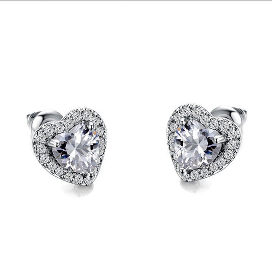 Heart Shaped Silver Earring Studs