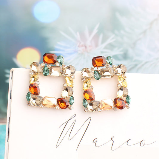 Square glass statement earrings