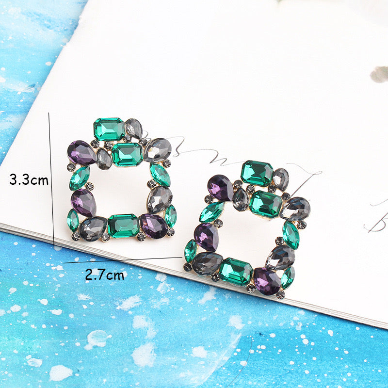 Square glass statement earrings