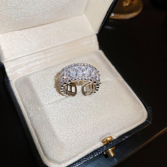 Cubic zirconia adjustable ring