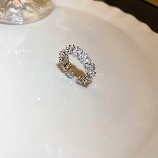 Silver Cubic zirconia adjustable ring