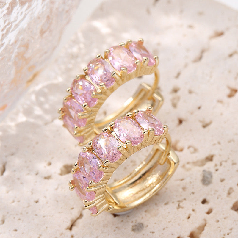 Small cubic zirconia hoop earrings