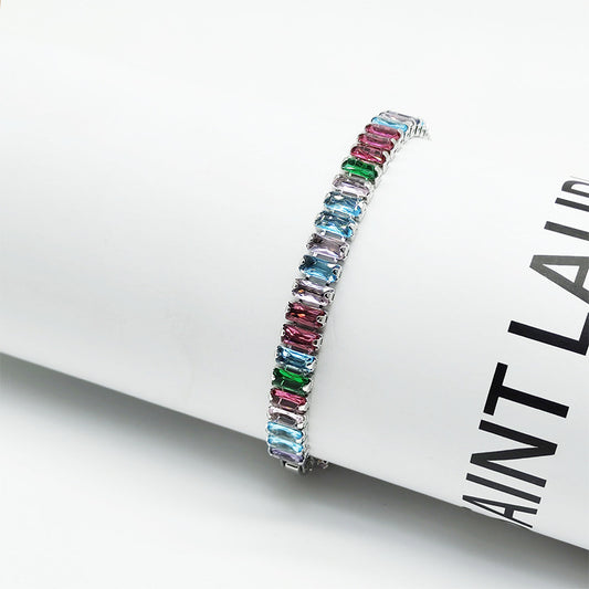 Silver Baguette Rhinestone Bracelet