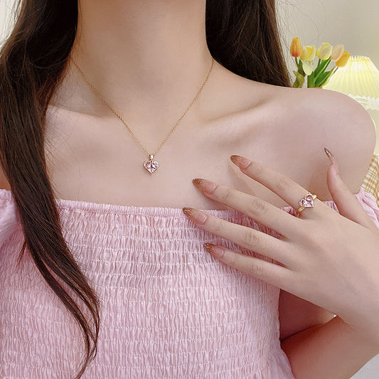 Pink heart necklace