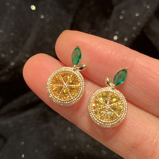 Lemon Rhinestone Stud Earrings
