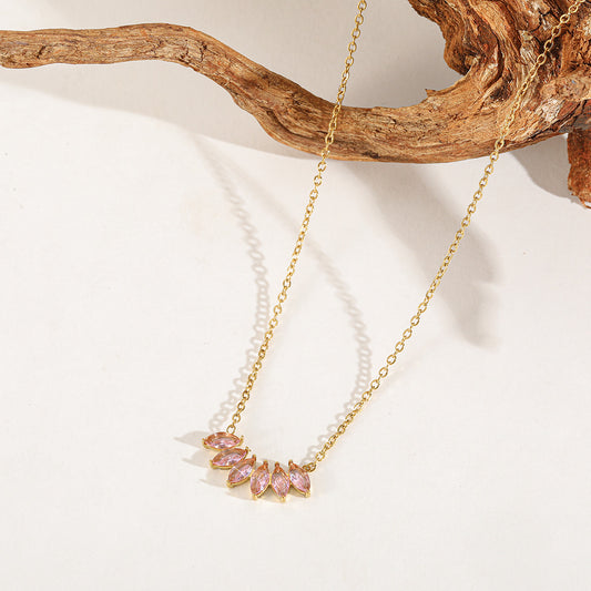 Stainless steel gold cubic zirconia necklace