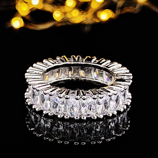 Round Silver Cubic zirconia ring