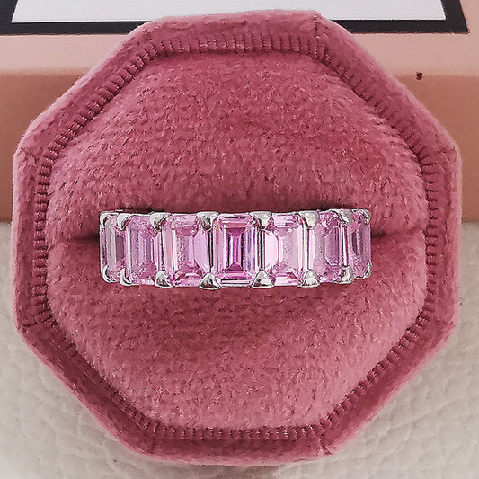 Pink Silver Cubic zirconia ring