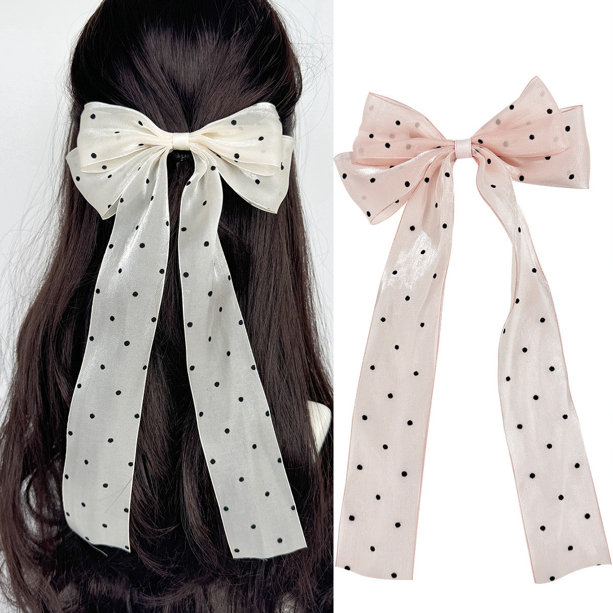 Polka dot Hair Bow Ribbon Clip