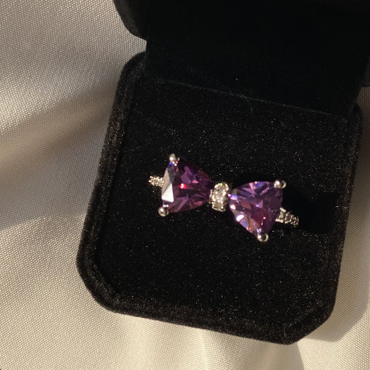 Purple Bow adjustable ring
