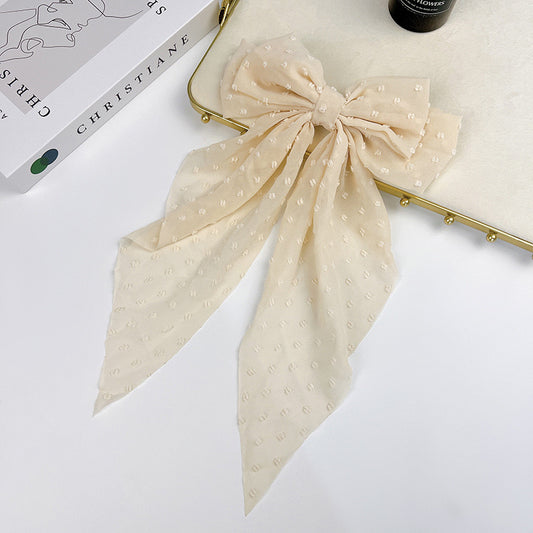 Polka dot bow chiffon hair clip